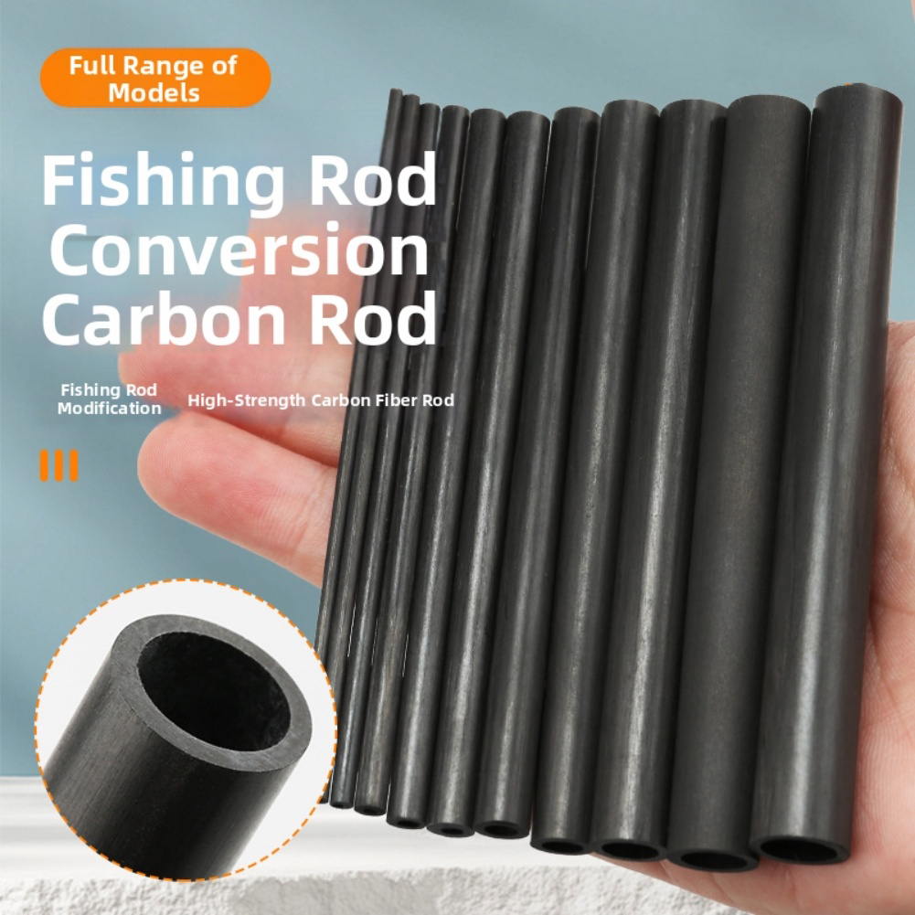Fishing Rod Repair Kit - Tabung Serat Karbon Berongga Hitam 10cm